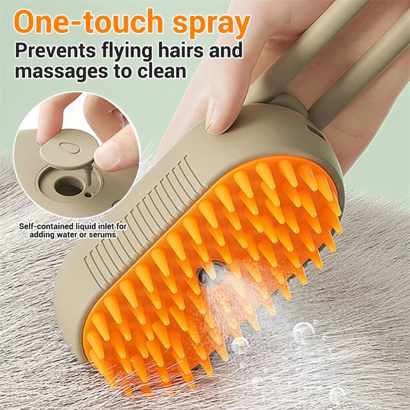 Cat Steam Brush – 3 - in - 1 Electric Pet Grooming Comb with Spray, Massage & Hair Removal for Cats and Dogs - Trenditeam.com