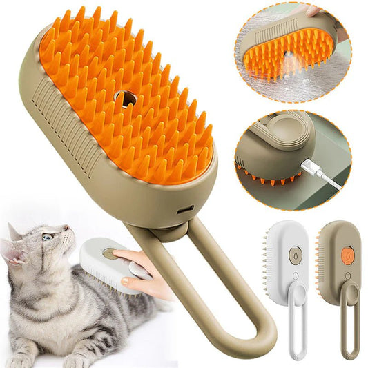 Cat Steam Brush – 3 - in - 1 Electric Pet Grooming Comb with Spray, Massage & Hair Removal for Cats and Dogs - Trenditeam.com