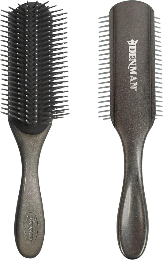 Curly Hair Brush D4 (Silver) 9 Row Styling Brush for Styling, Smoothing Longer Hair and Defining Curls - for Women and Men - Trenditeam.com