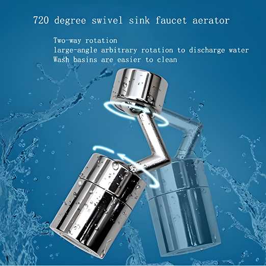 Splash Filter Faucet, 720? Rotatable Faucet Sprayer Head with Durable Copper, Anti-Splash, Oxygen-Enriched Foam, 4-Layer Net Filter, Leakproof Design with Double O-Ring